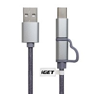 iGET G2V1 - USB kabel Micro USB/ USB - C dlouhý pro veškeré mobilní telefony, včetně odolných iGET G2V1 - USB kabel Micro USB/ USB - C dlouhý pro veškeré mobilní telefony, včetně odolných