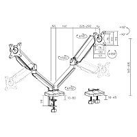 Držák monitoru Brateck LDT46-C024E dvě ramena vedle sebe mechanická pružina Držák monitoru Brateck LDT46-C024E dvě ramena vedle sebe mechanická pružina