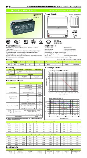 Pb akumulátor MHPower VRLA AGM 12V/150Ah (MS150-12