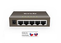 Tenda TEG1005D - 5x 10/100/1000 Mbps Kovový Switch, Fanless - bez ventilátorů, ochrana 6 kV Tenda TEG1005D - 5x 10/100/1000 Mbps Kovový Switch, Fanless - bez ventilátorů, ochrana 6 kV