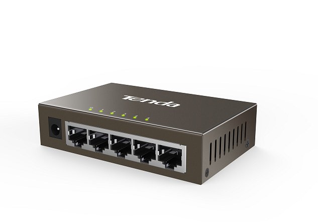 Tenda TEG1005D - 5x 10/100/1000 Mbps Kovový Switch, Fanless - bez ventilátorů, ochrana 6 kV