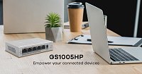 Zyxel GS1005-HP, 5 Port Gigabit PoE+ unmanaged desktop Switch, 4 x PoE, 60 Watt Zyxel GS1005-HP, 5 Port Gigabit PoE+ unmanaged desktop Switch, 4 x PoE, 60 Watt