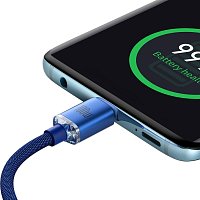 Baseus CAJY000603 Crystal Shine Series Datový Kabel USB-C - USB-C 100W 1,2m Blue Baseus CAJY000603 Crystal Shine Series Datový Kabel USB-C - USB-C 100W 1,2m Blue
