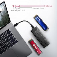 AXAGON EEM2-GTS2, USB-C 10Gbps - M.2 NVMe & SATA SSD kovový THIN box, bezšroubkový AXAGON EEM2-GTS2, USB-C 10Gbps - M.2 NVMe & SATA SSD kovový THIN box, bezšroubkový