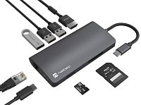 Natec multiport adaptér FOWLER 2 3X USB 3.0 HUB, HDMI 4K, USB-C, RJ45, SD, MICRO SD Natec multiport adaptér FOWLER 2 3X USB 3.0 HUB, HDMI 4K, USB-C, RJ45, SD, MICRO SD