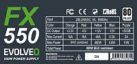 EVOLVEO FX 550 , zdroj 550W ATX, 14cm, tichý, 80+, bulk