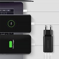 AXAGON ACU-DPQ65, GaN nabíječka do sítě 65W, 3x port (USB-A + dual USB-C), PD3.0/QC4+/PPS/Apple AXAGON ACU-DPQ65, GaN nabíječka do sítě 65W, 3x port (USB-A + dual USB-C), PD3.0/QC4+/PPS/Apple