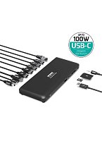 PORT CONNECT Dokovací stanice pro kanceláře, USB-C, 3x4K, černá