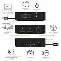 PORT CONNECT USB-C Dokovací stanice 10v1, 2x4K Display Port, 5x USB-A, USB-C 85W PD, Ethernet, SD PORT CONNECT USB-C Dokovací stanice 10v1, 2x4K Display Port, 5x USB-A, USB-C 85W PD, Ethernet, SD