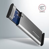 AXAGON EEM2-SG2, USB-C 3.2 Gen 2 - M.2 NVMe & SATA SSD kovový RAW box, bezšroubkový, stříbrný AXAGON EEM2-SG2, USB-C 3.2 Gen 2 - M.2 NVMe & SATA SSD kovový RAW box, bezšroubkový, stříbrný