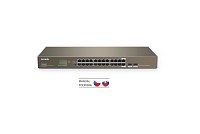 Tenda TEG1024F 24x Gigabit s SFP, 22x RJ45 + 2x SFP / RJ45, Fanless - bez ventilátorů, Rack , 6kV Tenda TEG1024F 24x Gigabit s SFP, 22x RJ45 + 2x SFP / RJ45, Fanless - bez ventilátorů, Rack , 6kV