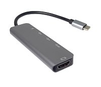 PremiumCord USB-C na HDMI + USB3.0 + 2x USB2.0 + PD(power delivery) adaptér PremiumCord USB-C na HDMI + USB3.0 + 2x USB2.0 + PD(power delivery) adaptér