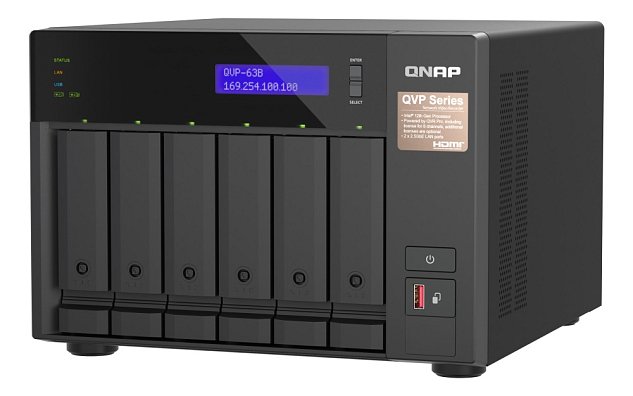 QNAP NVR QVP-63B (4core 4,3GHz, 16GB RAM, 6xSATA, 2xGbE, 2xM.2 NVMe Gen4, 2xPCIe, kamery: 8 (max 36)