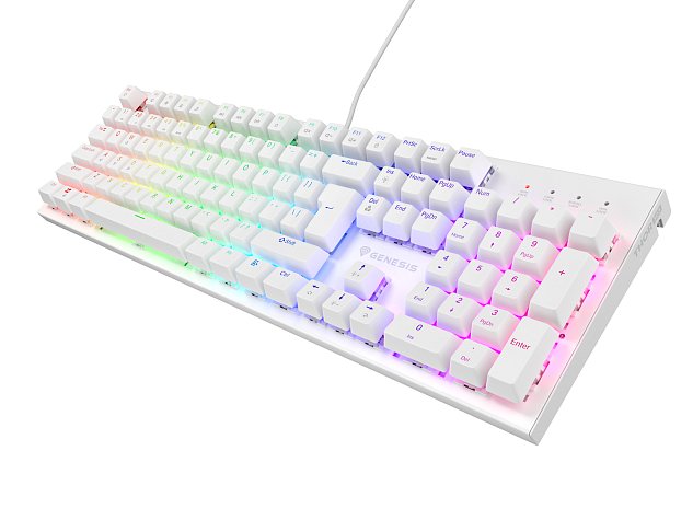 Genesis mechanická klávesnice THOR 303, US layout, bílá, RGB podsvícení, software, Outemu Brown