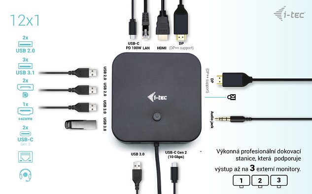 i-tec USB-C HDMI Dual DP Docking Station, Power Delivery 100W + zdroj 112W