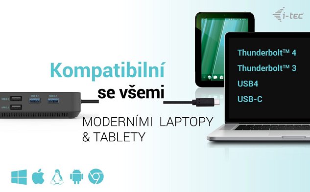 i-tec USB-C HDMI Dual DP Docking Station, Power Delivery 100W + zdroj 112W