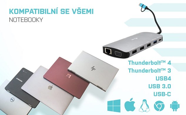 i-tec USB 3.0/USB-C/TB3 3x Display Metal Nano Dock with LAN, PD 100W