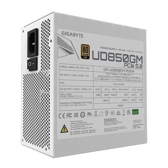 GIGABYTE zdroj 850W 80PLUS Gold Modular PG5 white