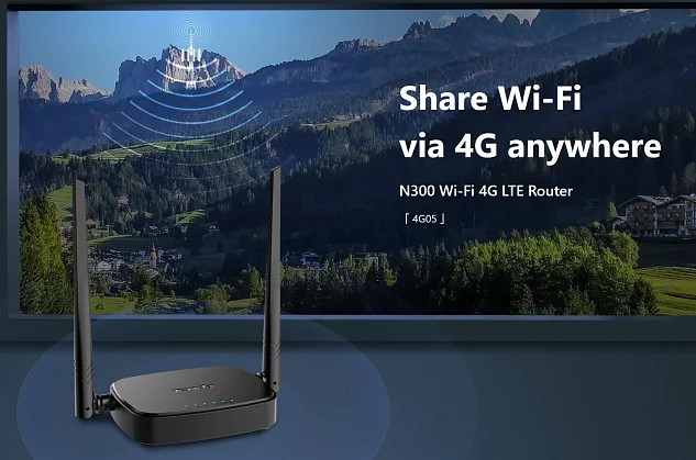 Tenda 4G05 Wi-Fi N300 4G / 3G LTE router, 2x WAN/LAN, 1x nanoSIM, IPv6, VPN, LTE Cat.4, CZ App