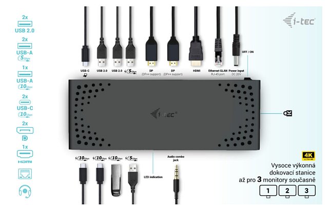 i-tec USB-C Triple Display Docking Station Gen 2, PD 100W