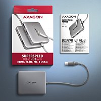 AXAGON HMC-5HL USB 5Gbps hub, 2x USB-A, HDMI 4k/60Hz, RJ-45 GLAN, PD 100W, kabel USB-C 20cm AXAGON HMC-5HL USB 5Gbps hub, 2x USB-A, HDMI 4k/60Hz, RJ-45 GLAN, PD 100W, kabel USB-C 20cm