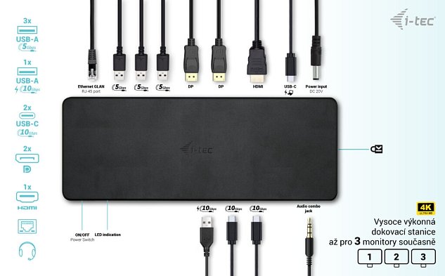 i-tec USB-C Triple 4K Display Docking Station Gen2 Pro, PD 100W