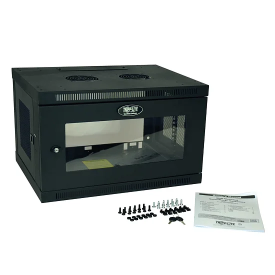 Skříň SmartRack 6U, Mini Rack, hloubka pro přepínače, prosklené dveře, montáž na stěnu