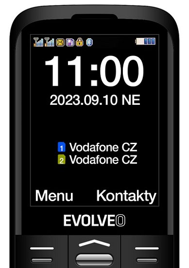 EVOLVEO EasyPhone XO, mobilní telefon pro seniory s nabíjecím stojánkem (černá barva)