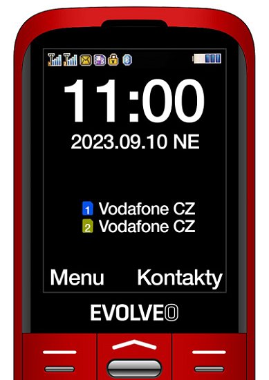 EVOLVEO EasyPhone XO, mobilní telefon pro seniory s nabíjecím stojánkem (červená barva)