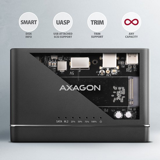 AXAGON ADSA-CC USB-C 10Gbps - NVMe M.2 SSD & SATA 2.5