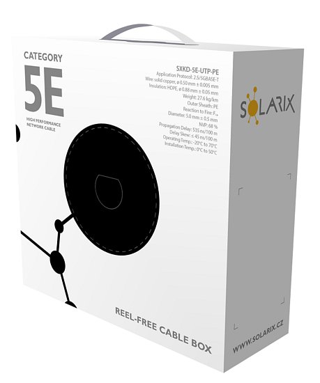 Venkovní inst. kabel Solarix CAT5e UTP PE 100m/box