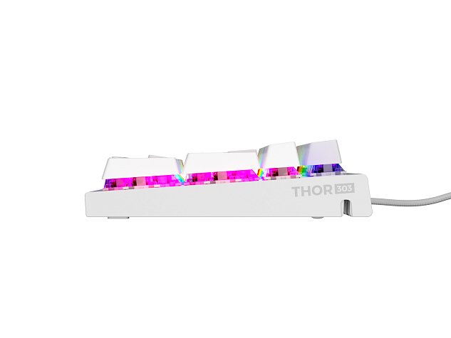 Genesis mechanická klávesnice THOR 303, US layout, bílá, RGB podsvícení, software, Outemu Brown