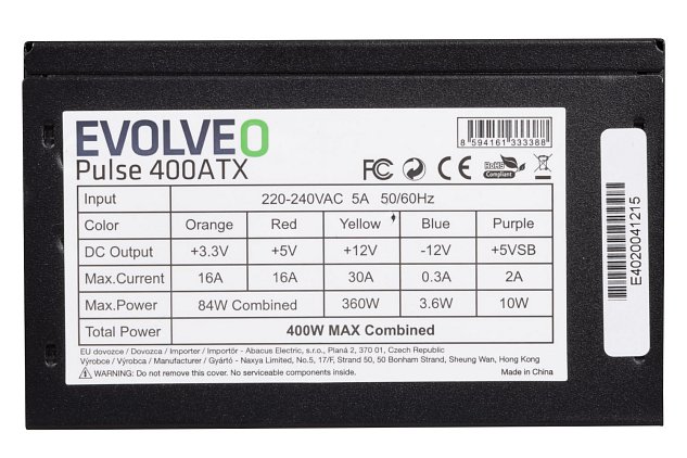 EVOLVEO zdroj 400W ATX, tichý, bulk