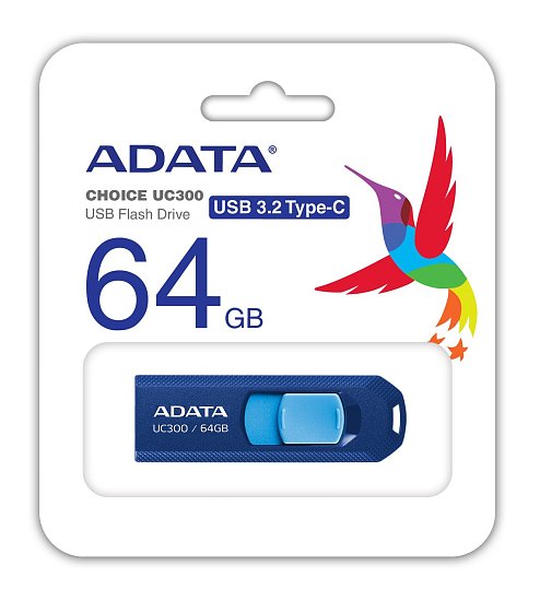 64GB ADATA UC300 USB 3.2 modrá 64GB ADATA UC300 USB 3.2 modrá