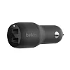 BELKIN Dual USB-A Car Charger, 12W X2, BLK