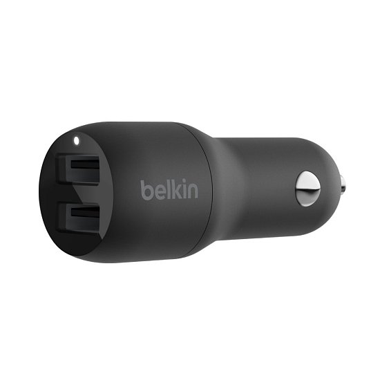 BELKIN Dual USB-A Car Charger, 12W X2, BLK