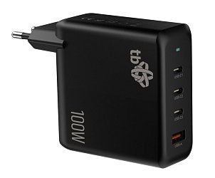 TB 3x USB-C + 1x USB-A nabíječka, GaN, 100W, černá