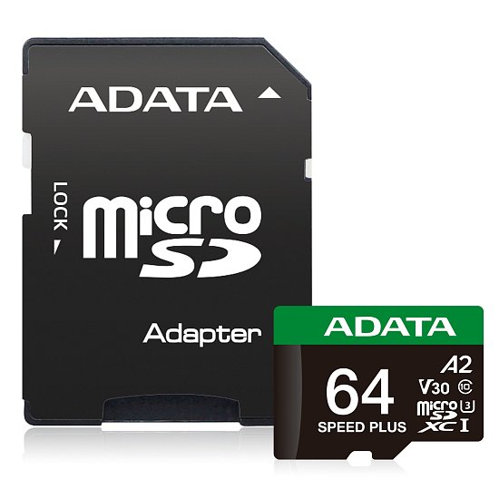Adata Speed Plus/Micro SD/64GB/UHS-I U3 / Class 10/+ Adaptér