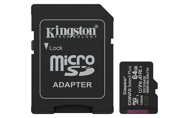Kingston Canvas Select Plus/Micro SDXC/64GB/UHS-I U1 / Class 10/+ Adaptér