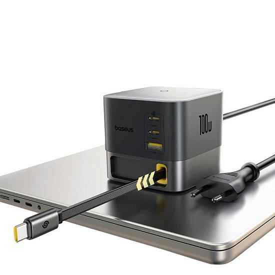 Baseus Nabíjecí stanice Super GaN Charger 100W, 3xUSB-C, USB-A 1m kabel černá