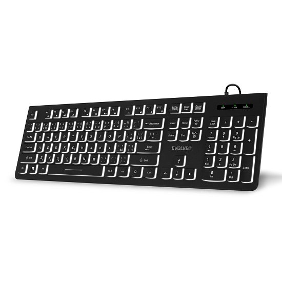 EVOLVEO K1010, klávesnice s bílým podsvícením,