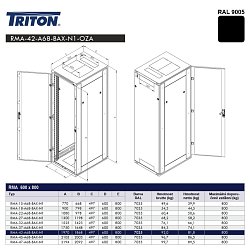 SLEVA! Stoj.rack 42U 600x800 černý, zadní kryt síto 80%