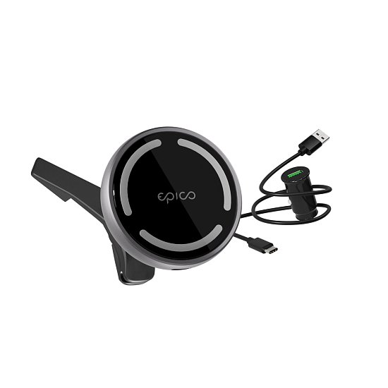 Epico Magnetic Wireless Car Charger - šedá