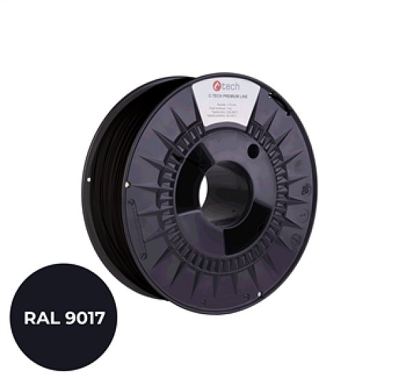 Filament C-TECH PREMIUM LINE, TPU 90A, flexibilní, dopravní černá, RAL9017, 1,75mm, 1kg