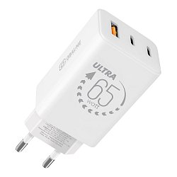 OBAL:ME GaN Cestovní Nabíječka USB-A + 2xUSB-C 65W White