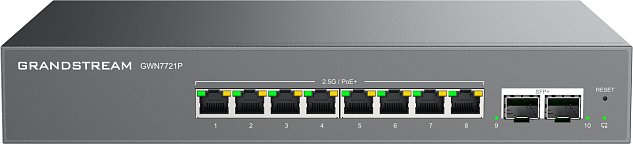 Grandstream GWN7721P L2 Lite managed switch, 8x 2.5GbE RJ45, 2x 10G SFP+, PoE/PoE+