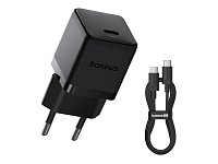 Baseus Palm Fast Nabíječka USB-C 20W + Datový Kabel USB-C/USB-C 1m Black