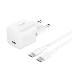 BELKIN 25W USB PD nabíjecí adaptér bílý + 1m USB-C kabel