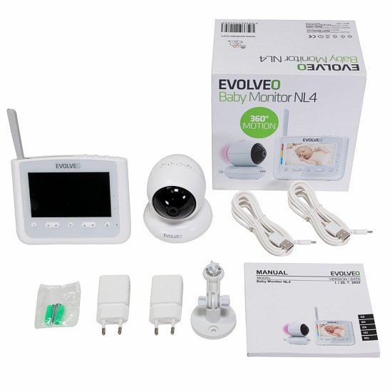 EVOLVEO NL4, dětská videochůvička s nočním světlem a otočnou kamerou