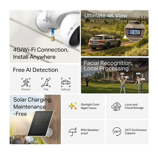 Tapo C665G KIT Solar-powered 4G Security camera